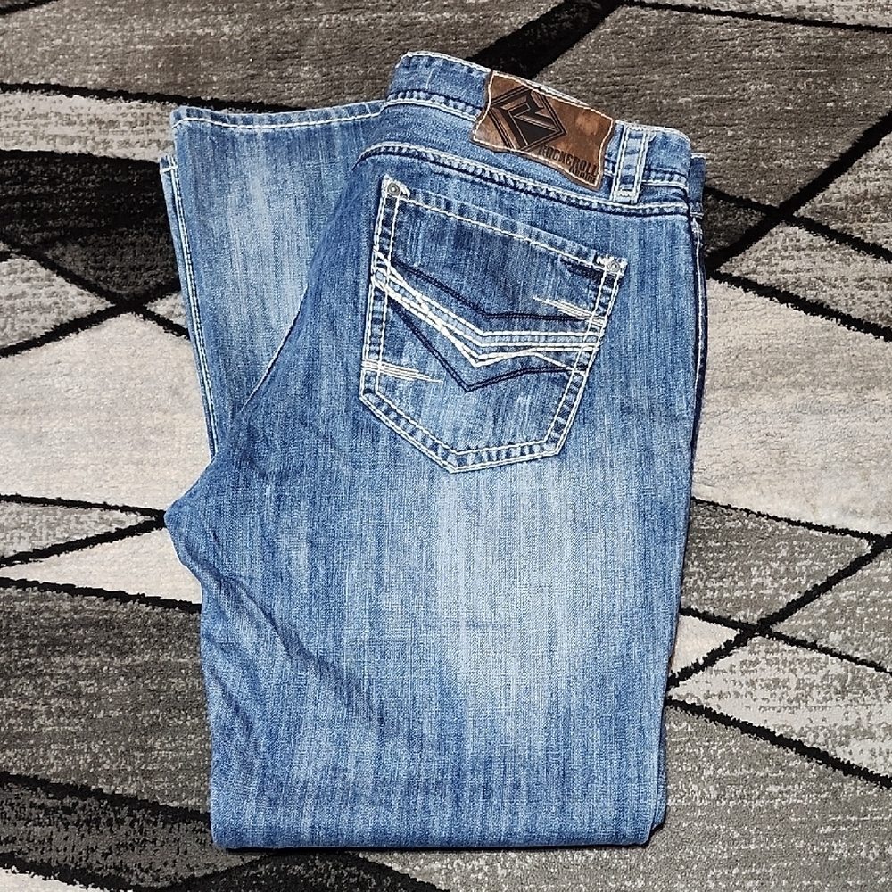 ROCK & ROLL COWBOY EMBROIDERED DOUBLE BARREL RELAXED BOOT DENIM JEAN